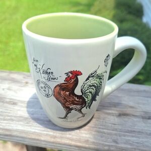 PAULA DEEN Rooster Design Ceramic Mug - Cream and Brown
